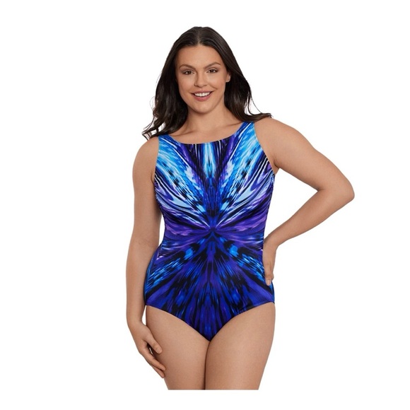 LONGITUDE Blue and Purple Women's Swimsuit SIZE 14 NWT - Picture 1 of 11